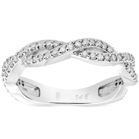 Pompeii 1/3ct Diamond Vine Wedding Stackable Ring in 10k White Gold (H/I,I1-I2)