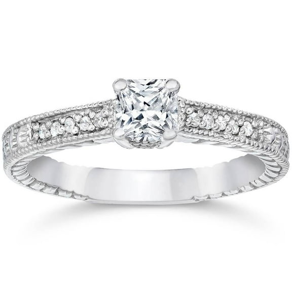 Pompeii 1/3ct Princess Cut Diamond Engagement Ring 14K White Gold (G/H,I2)