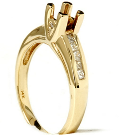 Pompeii 1/3ct Princess Cut Diamond Semi Mount Ring 14K Gold (H/I,SI)