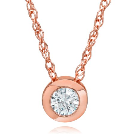 Pompeii 1/3ct Round Bezel Solitaire Diamond Pendant Rose Gold (H/I,I2/I3)