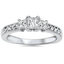 Pompeii 1/3ct Three Stone Princess Cut Diamond Engagement Ring 14K White Gold (H,SI2)