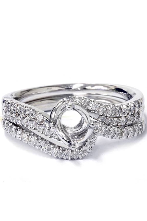 Pompeii 1/3ct Twist Diamond Engagement Wedding Ring Mount Set 14K White Gold (G/H,I1)