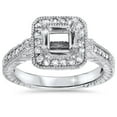 thumbnail image 1 of Pompeii 1/3ct Vintage Princess Cut Engagement Ring Setting 14K White Gold (G/H,I1-I2), 1 of 4