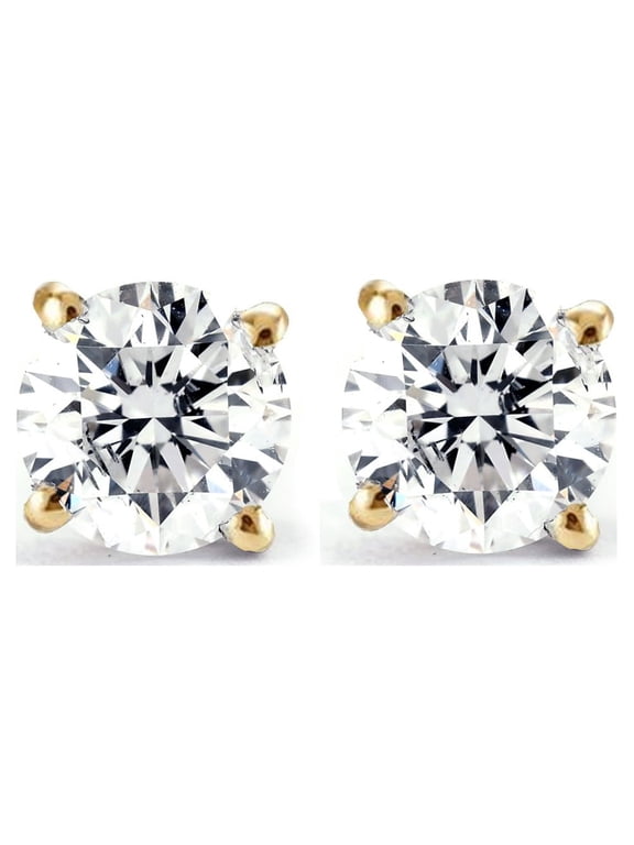 Pompeii 1/3ct diamond studs 14k Yellow gold (I/J,I2-I3)