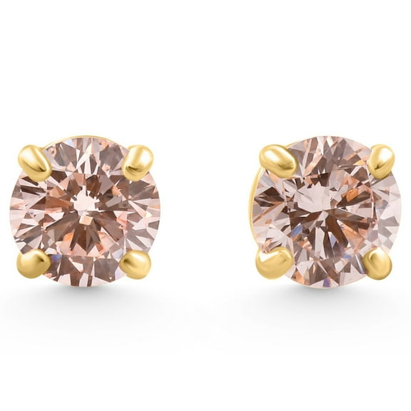Pompeii 1/4 - 1Ct Pink Diamond Studs 14k White or Yellow Gold Lab Grown (,VS2-SI1)