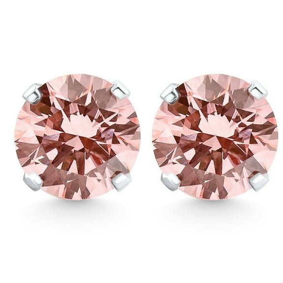 Pompeii 1/4 - 1Ct Pink Diamond Studs 14k White or Yellow Gold Lab Grown (,VS2-SI1)