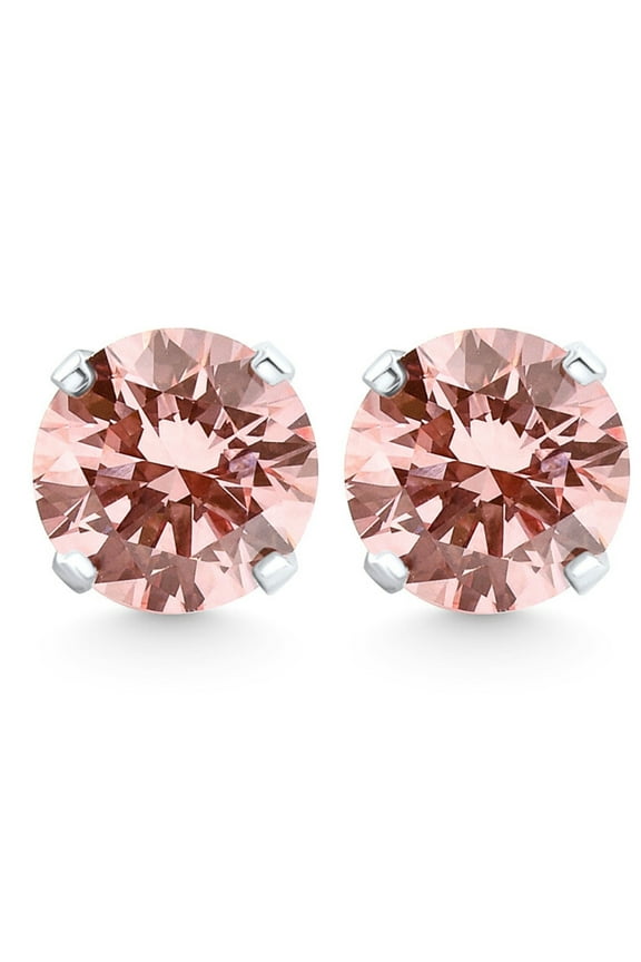 Pompeii 1/4 - 1Ct Pink Diamond Studs 14k White or Yellow Gold Lab Grown (,VS2-SI1)