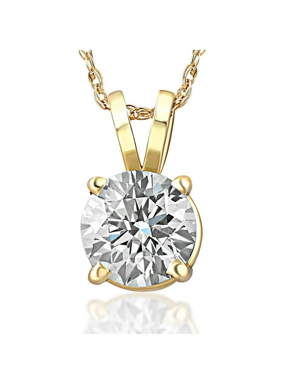Pompeii 1/4 - 2 Ct T.W. Natural Diamond Solitaire Pendant in 14k White or Yellow Gold