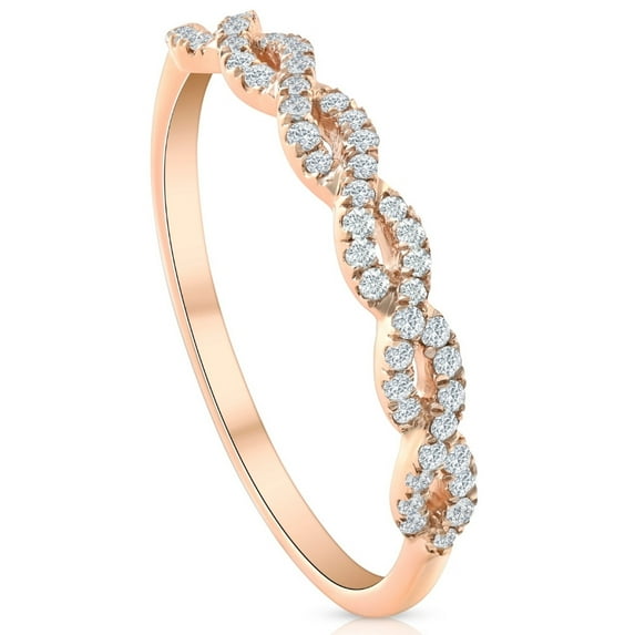 Pompeii 1/4 Carat (ctw) Round White Diamond Ladies Swirl Wedding Ring 10k Rose Gold