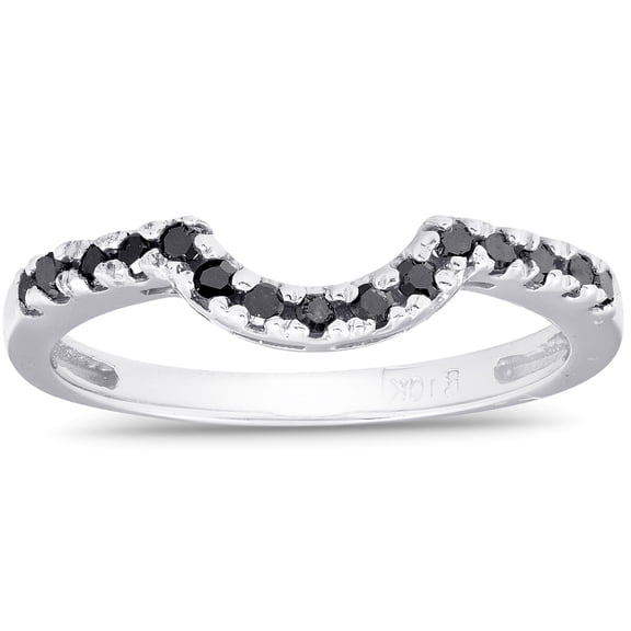 Pompeii 1/4 Ct Blacak Diamond Curved Notched Wedding Engagemnt Enhancer Ring Band (Black,)