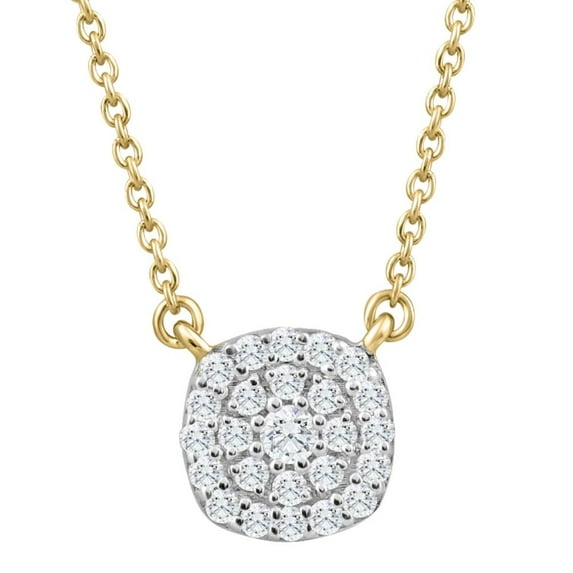 Pompeii 1/4 Ct Diamond Cushion Shape Pendant Lab Grown Yellow Gold Women's Necklace (G,VS)