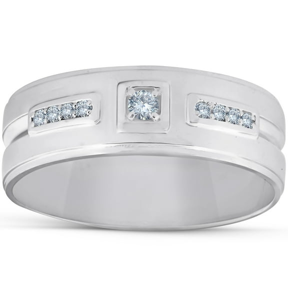 Pompeii 1/4 Ct Diamond Mens Wedding Band High Polished 7mm Ring (H/I,I1-I2)