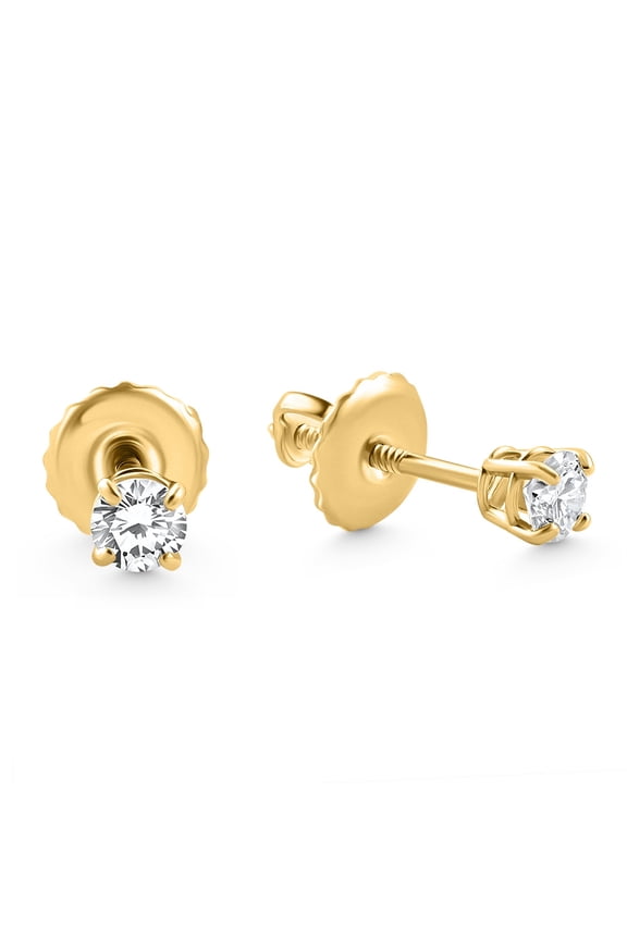 Pompeii 1/4 Ct Diamond Screw Back Studs 14k Yellow Gold Lab Grown Eco Friendly