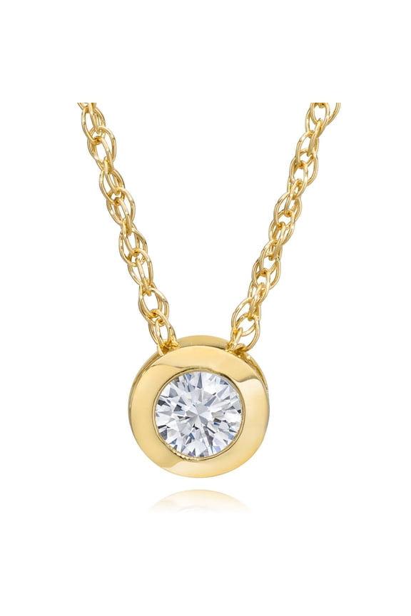 Pompeii 1/4 Ct Diamond Solitaire Bezel Pendant Available in 14k White Or Yellow Gold