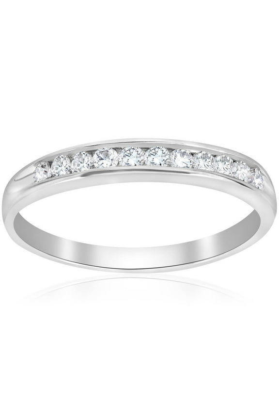 Pompeii 1/4 Ct Diamond Wedding Ring Channel Set 10k White Gold (I/J,I2-I3)