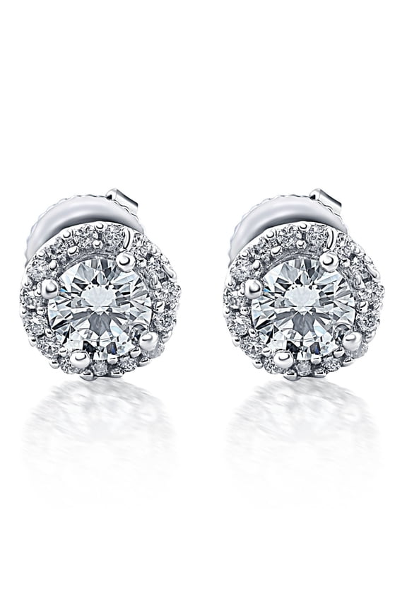 Pompeii 1/4 Ct Halo Diamond Studs 10K White Gold (G/H,I1)