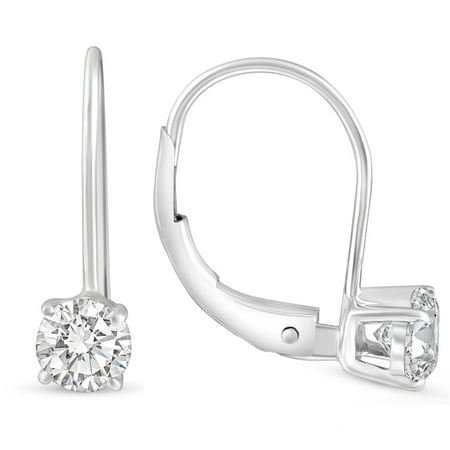 Pompeii 1 - 4 Ct Hoop Lever Back Diamond Studs Women's 14k Gold Earrings Lab Grown