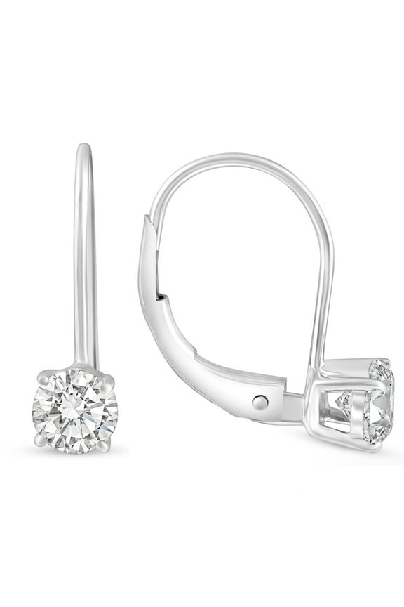 Pompeii 1 - 4 Ct Hoop Lever Back Diamond Studs Women's 14k Gold Earrings Lab Grown