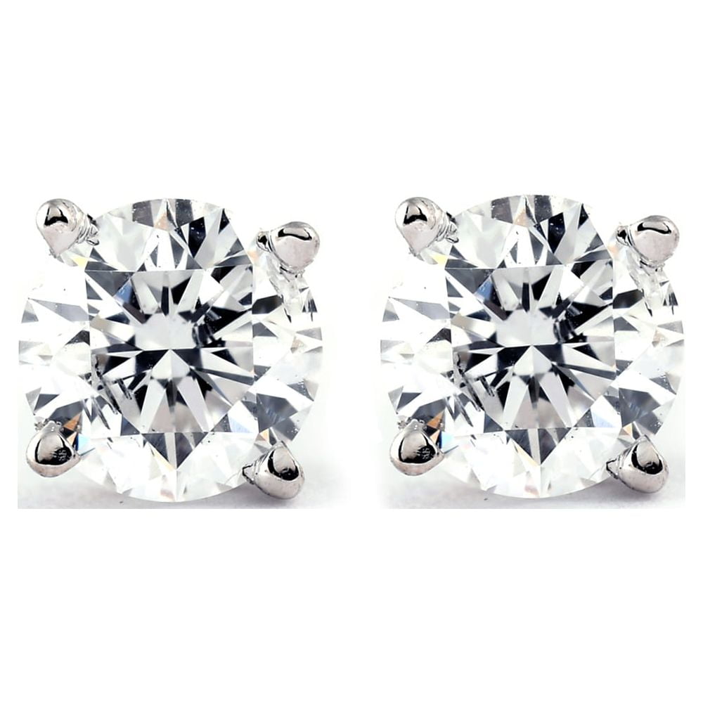 Pompeii3 1 4Ct TDW Genuine Diamond Studs in 14k White Gold IJ I2 I3