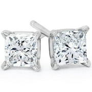 POMPEII3 Pompeii 1 - 4 Ct TW Princess Cut Diamond Studs in 14k Gold Earrings Lab Grown