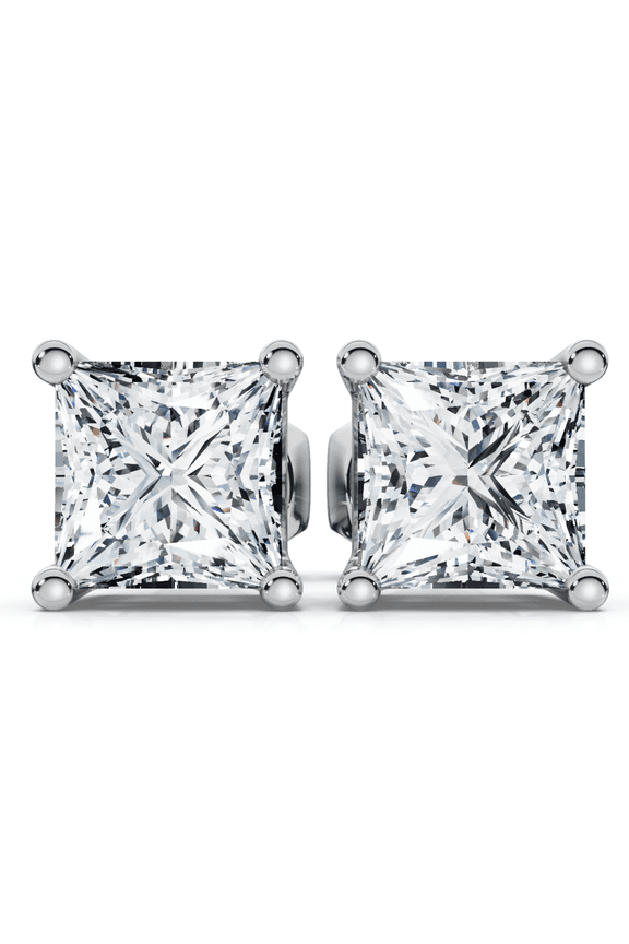 Pompeii 1 - 4 Ct TW Princess Cut Diamond Studs in 14k Gold Earrings Lab Grown (HI,VS2-SI1)