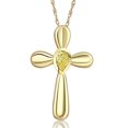 thumbnail image 1 of Pompeii 1/4 ct Yellow Diamond Pear Shape Cross Pendant Lab Grown Yellow Gold Necklace 1", 1 of 2