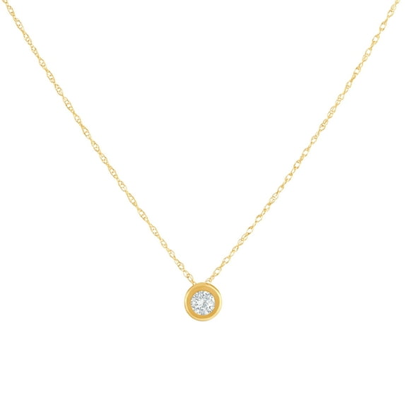 Pompeii 1/4Ct Diamond Bezel Pendant Solitaire Necklace 14k Yellow Gold Lab Grown (FG,VS)