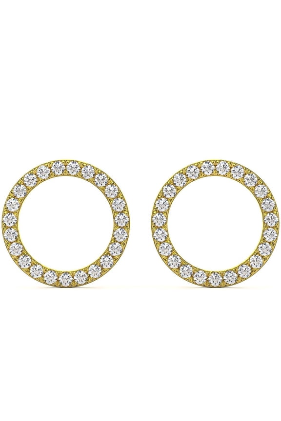 Pompeii 1/4Ct Diamond Circle Studs Women's Earrings in 10K Rose Gold Lab Grown (G/H,VS/SI)