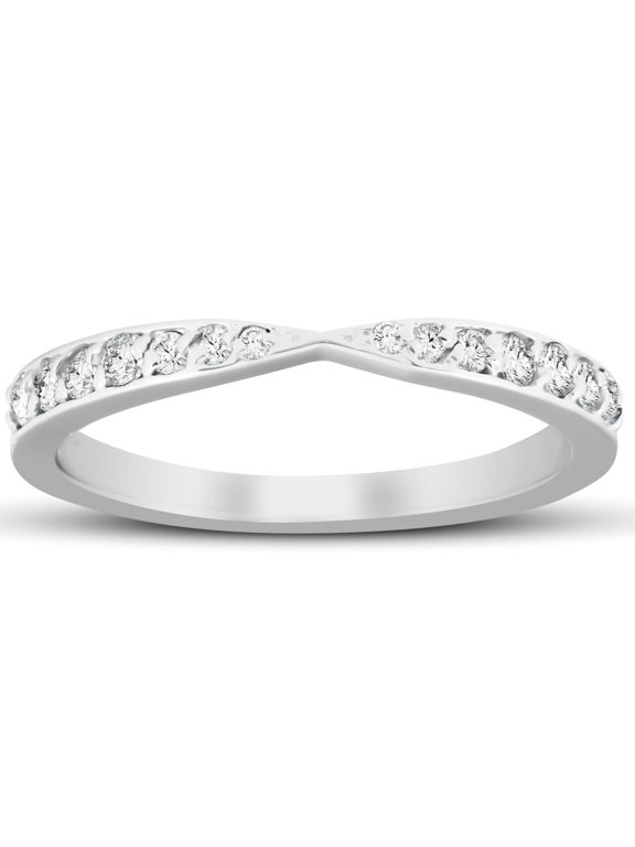 Pompeii 1/4Ct Diamond Stackable Tapered V Shape Womens Wedding Ring 10k White Gold