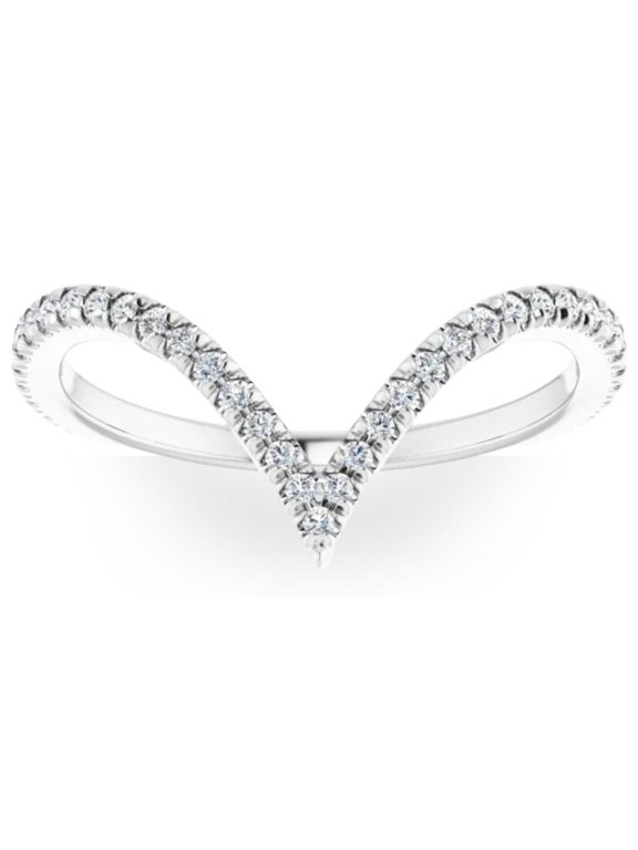 Pompeii 1/4Ct Diamond V Shape Ring Contour Stackable Band in White, Yellow, or Rose Gold