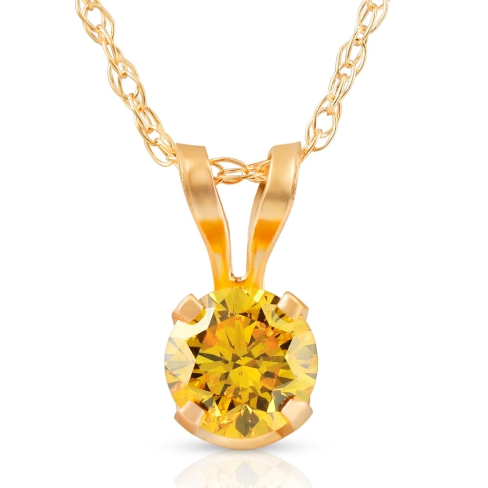 1.05ct Round hot Cubic Zirconia Solitaire Pendant 14k Yellow Gold April Birthstone