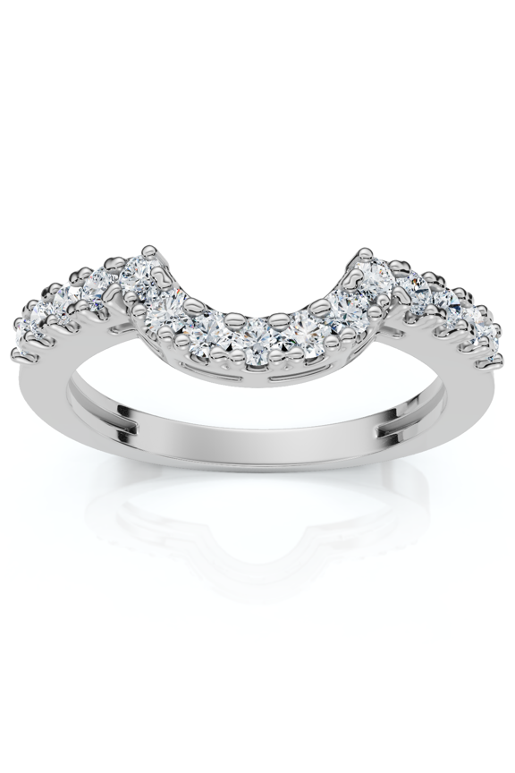 Pompeii 1/4Ct Notched Diamond Guard Anniversary Ring 14k Gold Lab Grown (E/F,VS1-VS2)