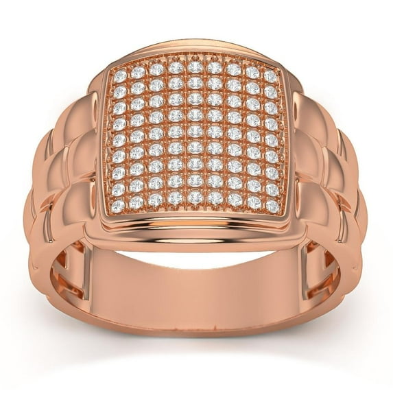 Pompeii 1/4Ct Pave Diamond Men's Wide Ring Lab Grown in White, Yellow, or Rose Gold