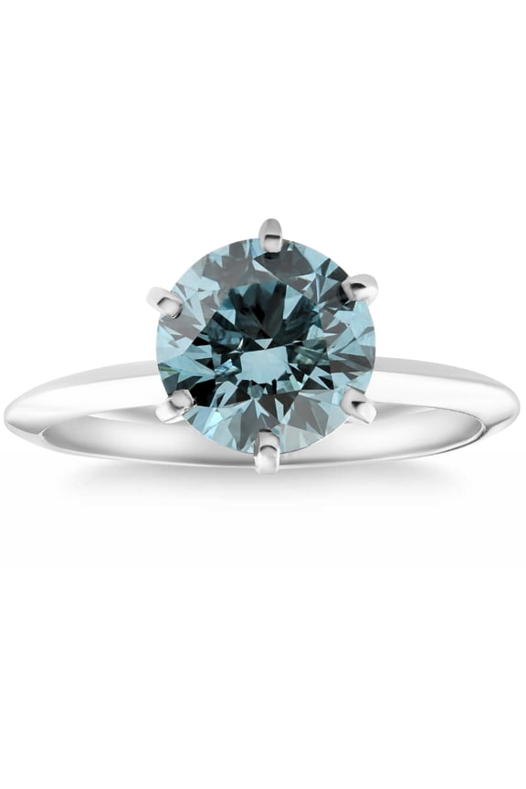 Pompeii 1 - 4Ct Solitaire Blue Diamond Engagement Ring 14k Gold Lab Grown (Blue,VS2-SI1)