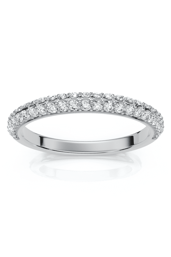 Pompeii 1/4Ct TW Diamond Micro Pave Wedding Ring Stackable Band 14k Gold Lab Grown