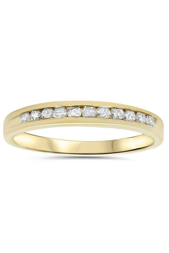 Pompeii 1/4ct 14K Yellow Gold Diamond Wedding Guard Stack Ring (G/H,I2)