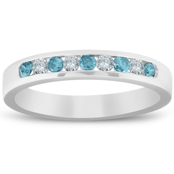 Pompeii 1/4ct Blue & White Diamond Wedding Ring 14K White Gold (G/H,I1)