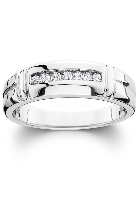Pompeii 1/4ct Channel Set Diamond Ring 14K White Gold Mens Wedding Band (G/H,SI)