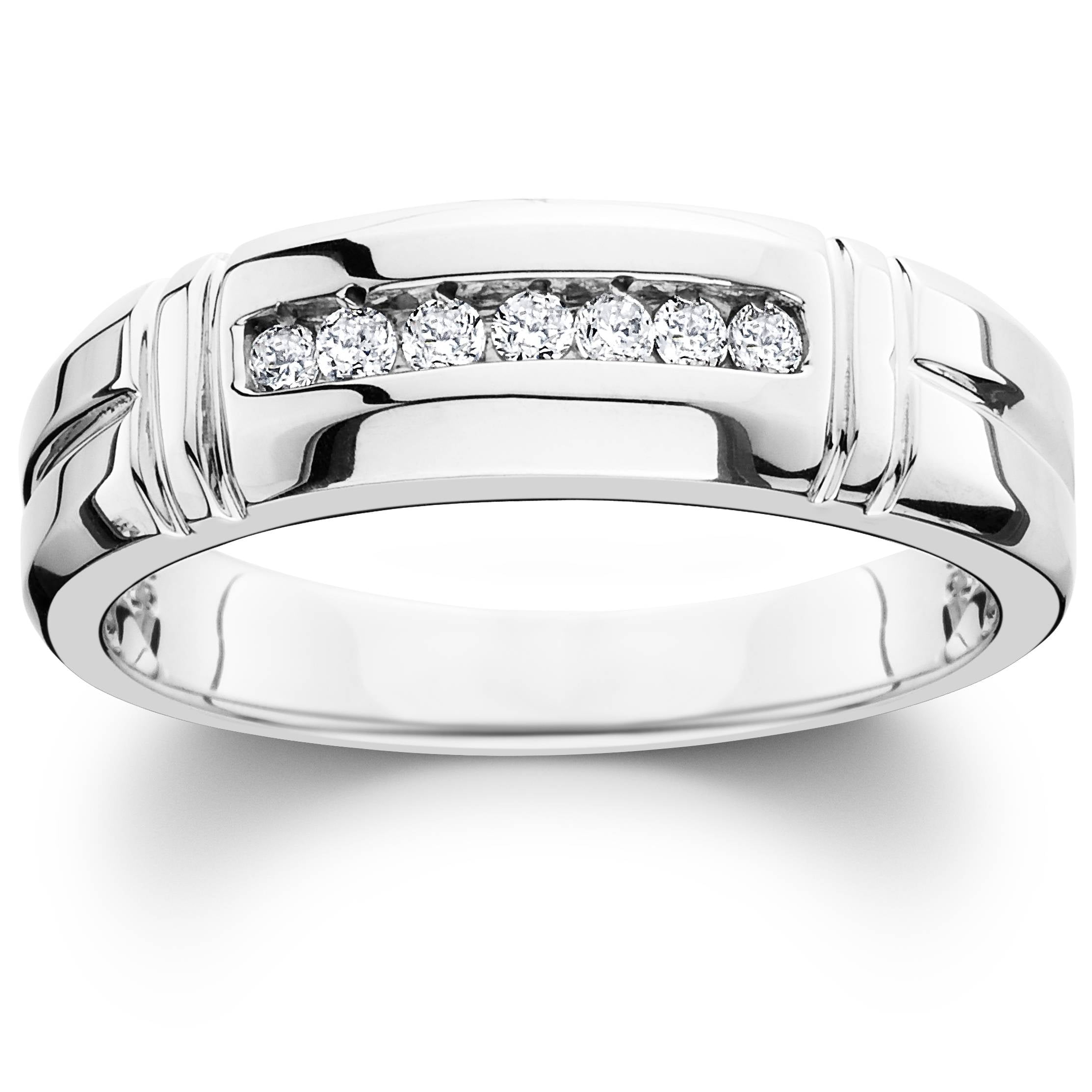 Pompeii 1/4ct Channel Set Diamond Ring 14K White Gold Mens Wedding Band Pompeii 1/4ct Channel Set Diamond Ring 14K White Gold Mens Wedding Band