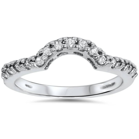 Pompeii3 1/4Ct Diamond Curved Notched Ring Guard Enhancer 14k White Gold (G/H,I1)