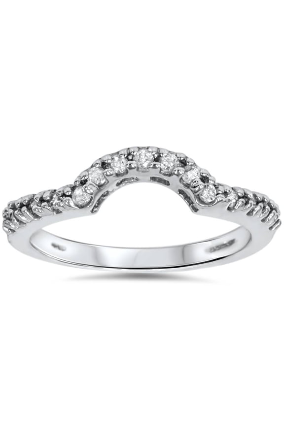 Pompeii 1/4ct Diamond Curved Notched Ring Guard Enhancer 14k White Gold (G/H,I1)