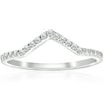 thumbnail image 1 of Pompeii 1/4ct Diamond Curved V Shape Ring Stackable Wedding Band 10k White Gold (,), 1 of 4