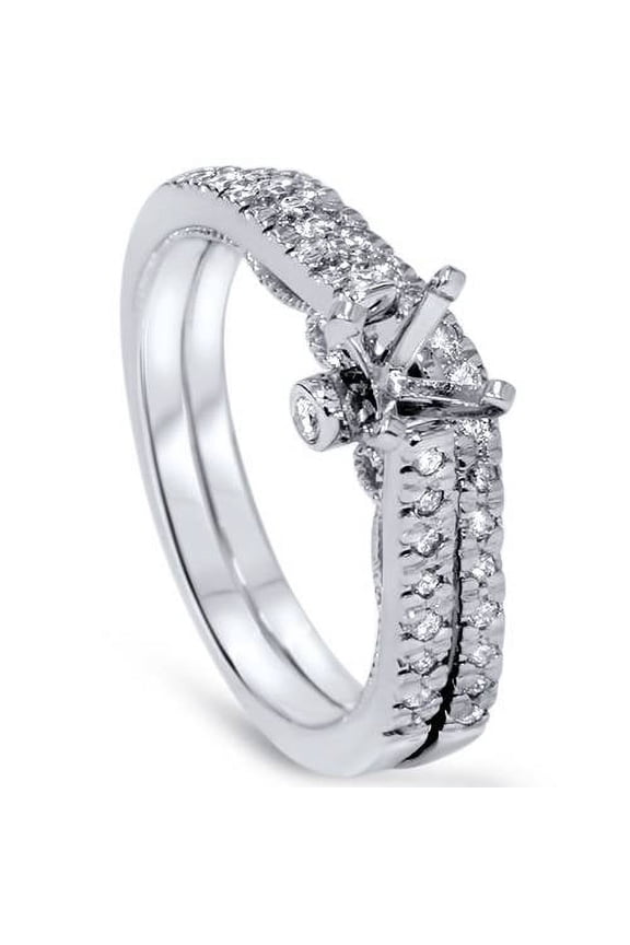 Pompeii 1/4ct Diamond Engagement Ring Setting Set 14K White Gold (G/H,SI1-SI2)