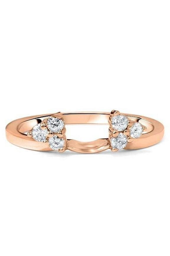 Pompeii 1/4ct Diamond Guard Ring Enhancer Wedding Band 14K Rose Gold (G/H,I1-I2)