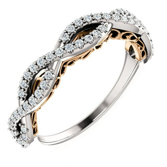 Pompeii 1/4ct Diamond Vintage Infinity Wedding Anniversary Ring 14k White & Rose Gold
