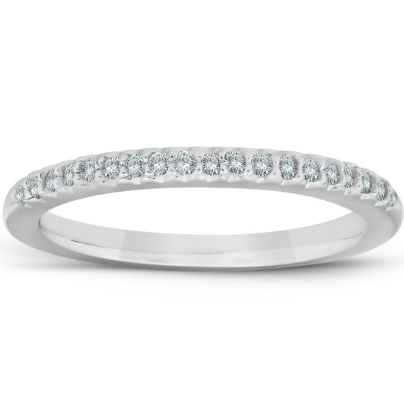 Pompeii 1/4ct Diamond Wedding Ring 14K White Gold Pave French Set (H,I1)