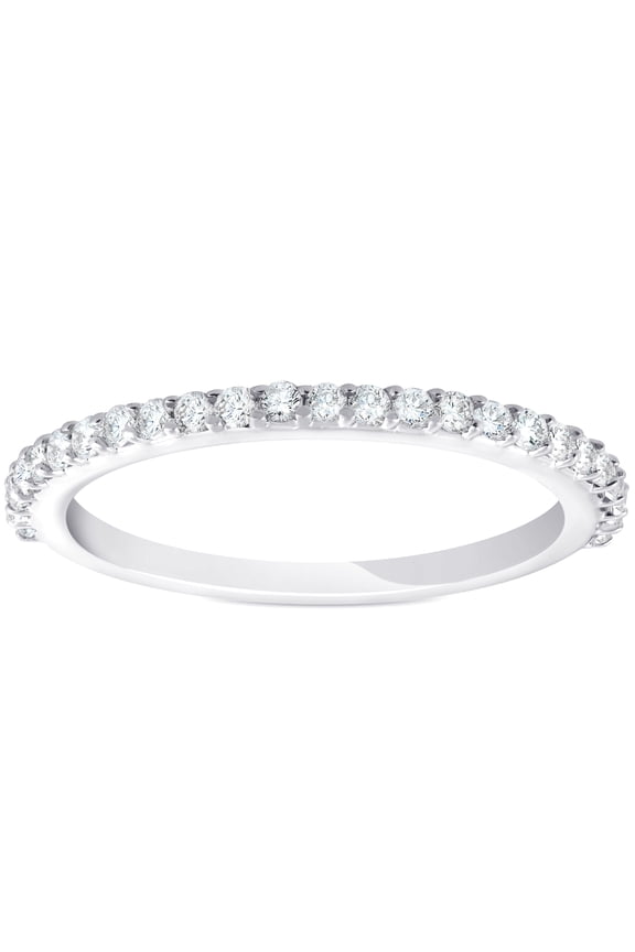 Pompeii 1/4ct Diamond Wedding Ring 14k White Gold Stackable Womens Anniversary Band
