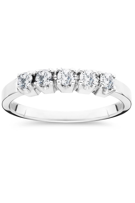 Pompeii 1/4ct Diamond Wedding White Gold Guard Stacker Ring (G/H,I2-I3)