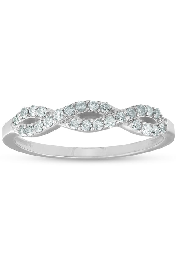 Pompeii 1/4ct Infinity Diamond Stackable Women's Wedding Ring White Gold Band (G/H,I2-I3)
