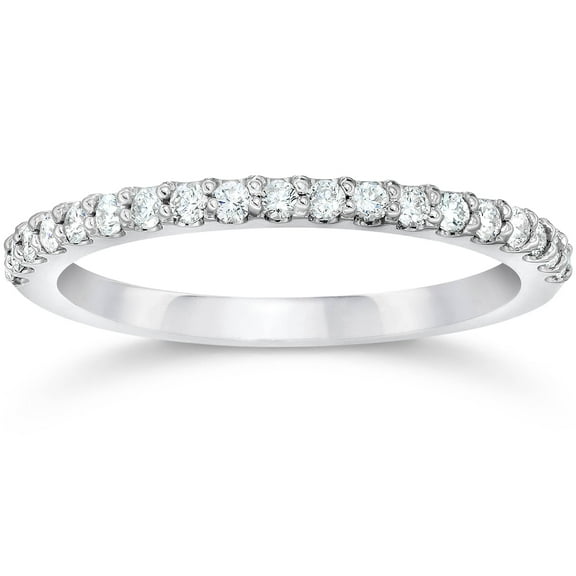Pompeii 1/4ct Pave Lab Created Diamond Wedding Ring 14K White Gold (((G-H)),SI(1)-SI(2))
